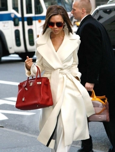 Victoria Beckham wearing an Hermes Birkin Bag
