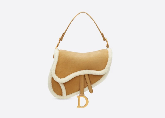 Dior - SADDLE BAG Camel-Colored Shearling