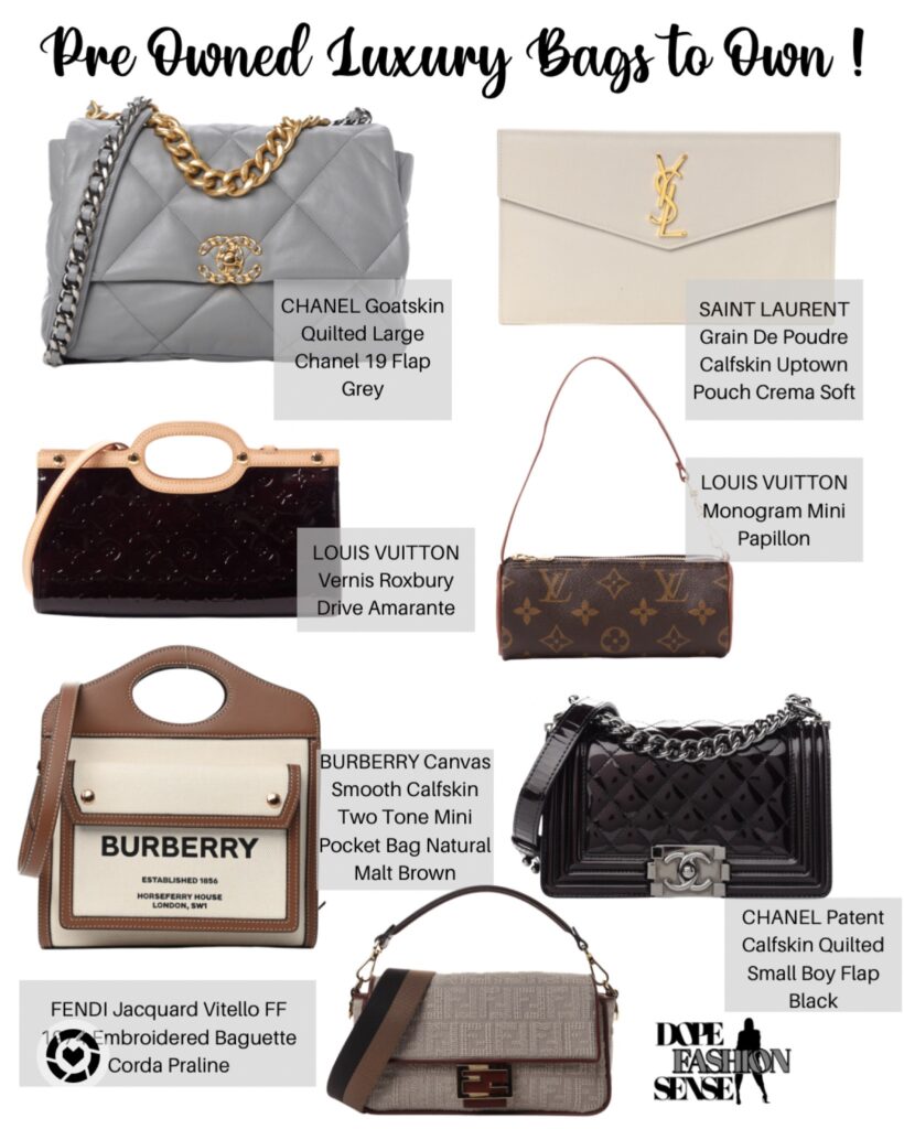 Pre owned luxury handbags to own from fashionphile. These are Chanel bags, YSL bags, Gucci bags, and fendi bags
