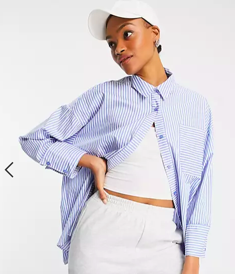 Pin stripe button down womens shirt 