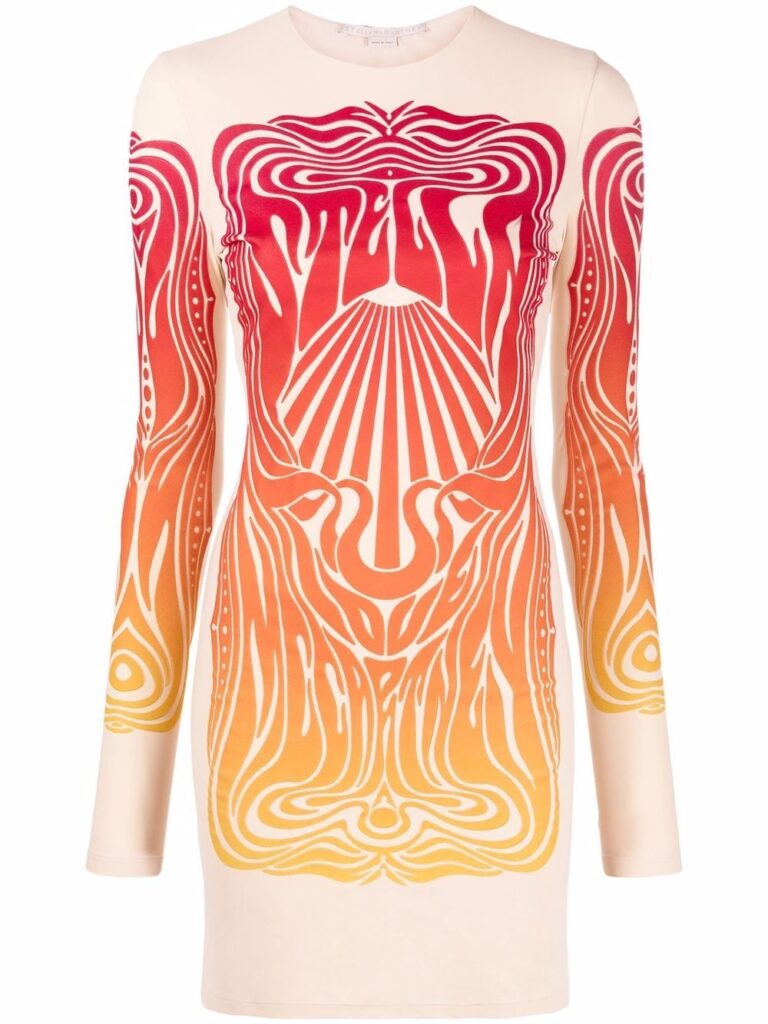 Stella McCartney abstract orange ombre dress. Orange ombre dress for the fall and summer season
