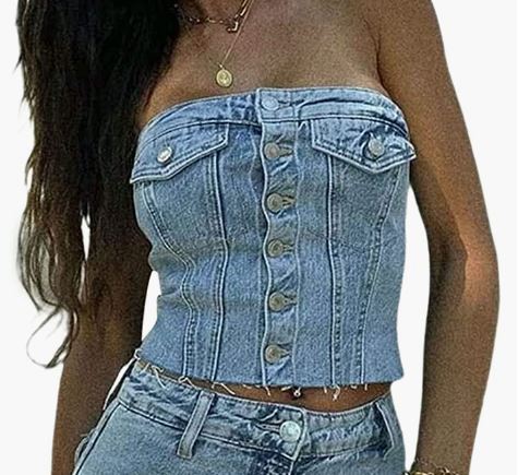 Denim corset top and denim top for fall outfits and denim top for winter outfits from Amazon. This is a Amazon fashion piece