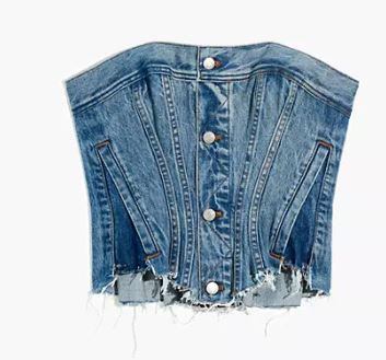 Madewell denim corset top for fall outfits and for winter outfits. this is a top denim trend in fashion right now. 