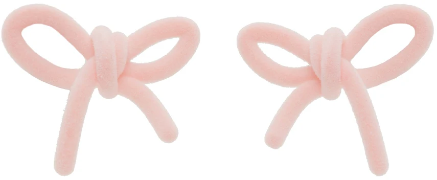 pink dainty earrings.SHUSHU/TONG SSENSE Exclusive Pink Bow Earrings